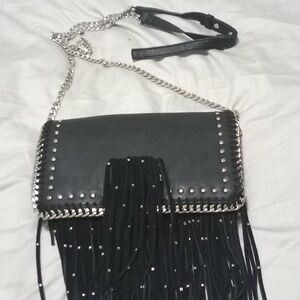 ANNA SUI shoulder mini bag with fringe detail